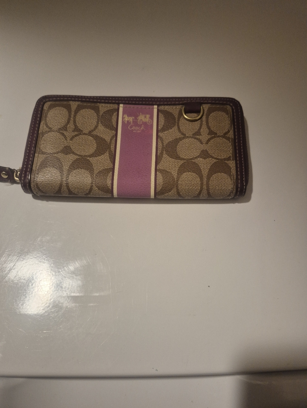 Coach Heritage Stripe Wallet and Matching Wristlet